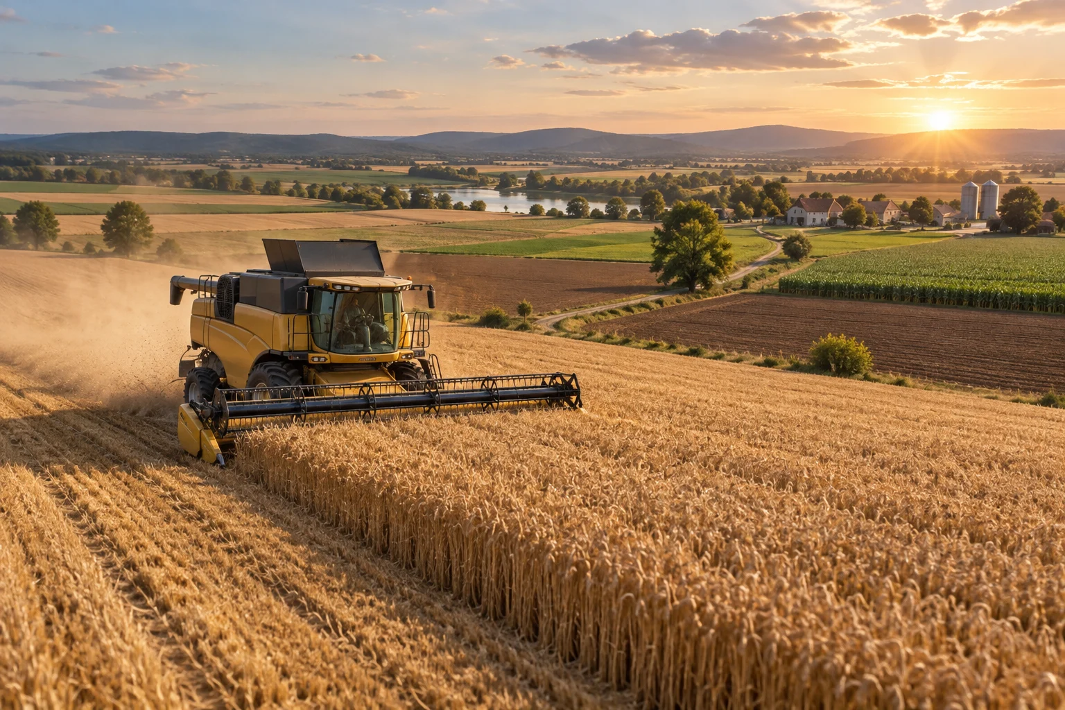 Mietitrebbia in un campo di cereali durante la campagna