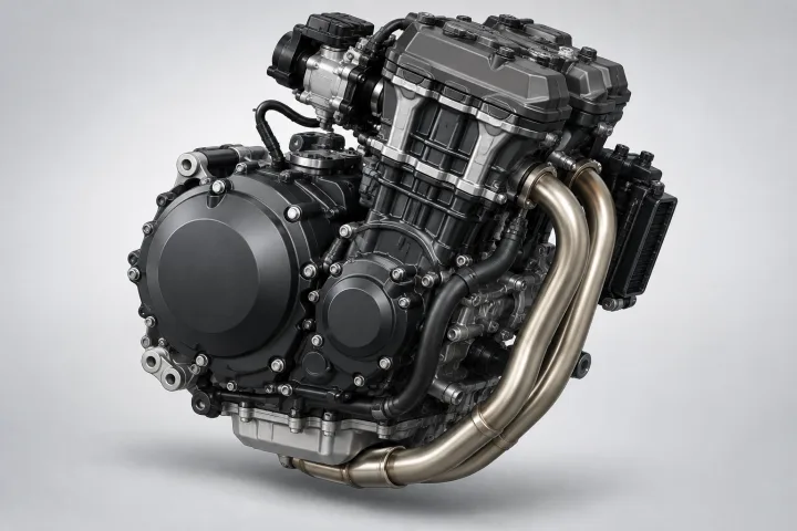 Generische technische Illustration eines Motorradmotors.