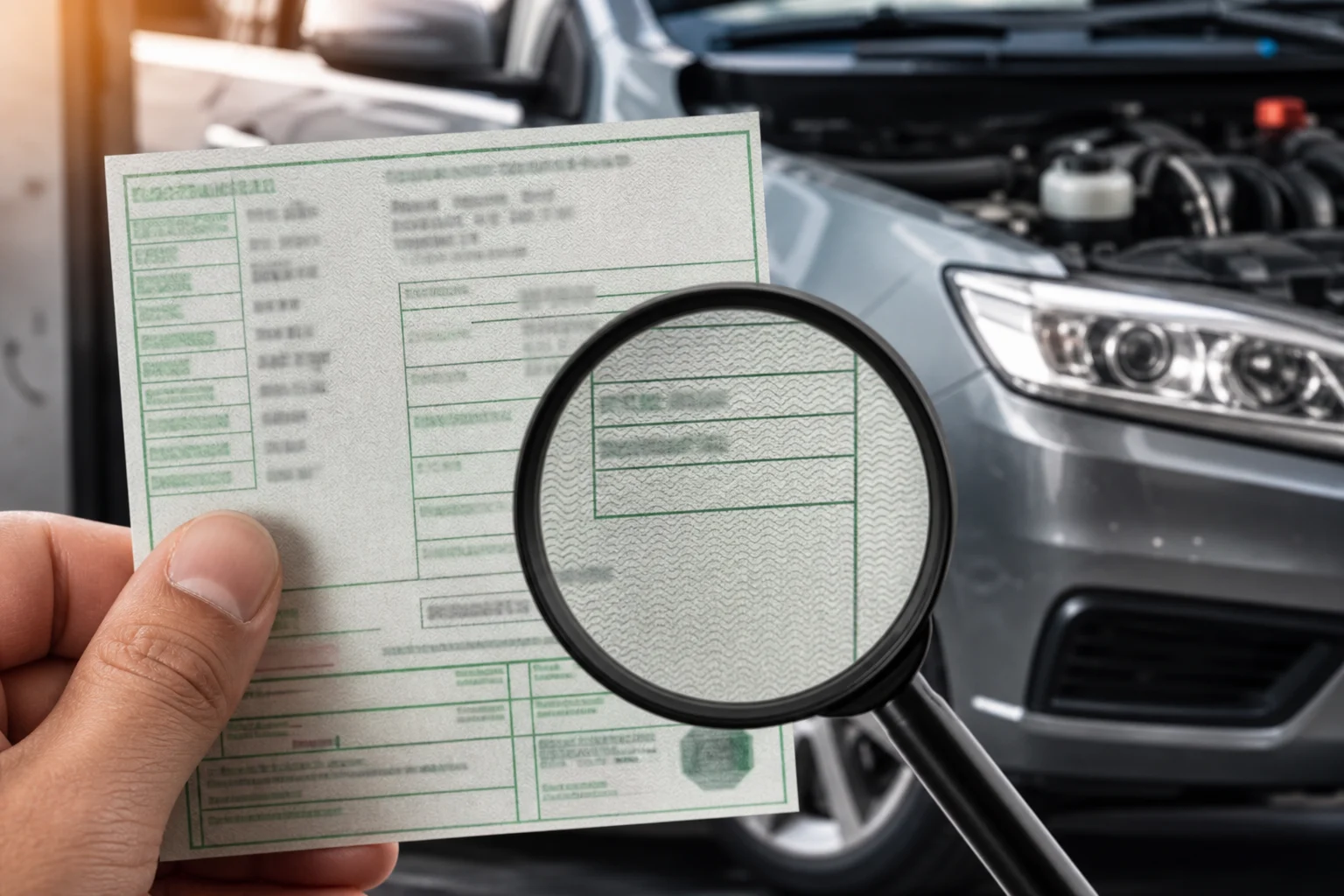 Ficha ITV de um carro usado verificada junto ao veículo